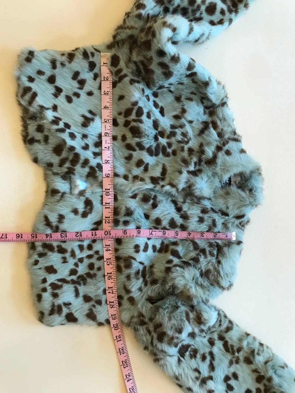 Y2K MAJOR STATEMENT REVUE SEAFOAM & CHOCOLATE BROWN SPOT CROP RABBIT FUR - Picture 10 of 13